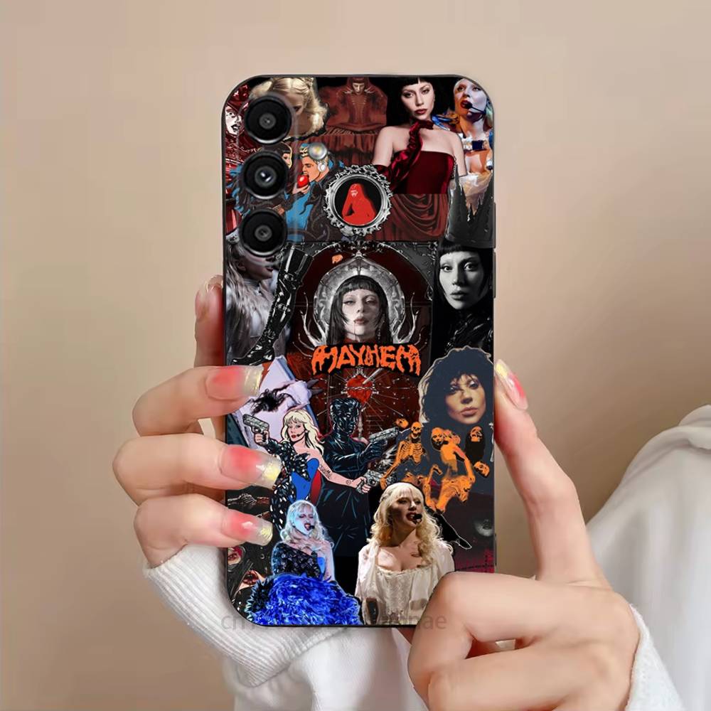 LADY GAGA MAYHEM Telefoonhoesje Voor Samsung S25,24,23,22,21,S20,Ultra,Plus,FE Zwarte Zachte Cover