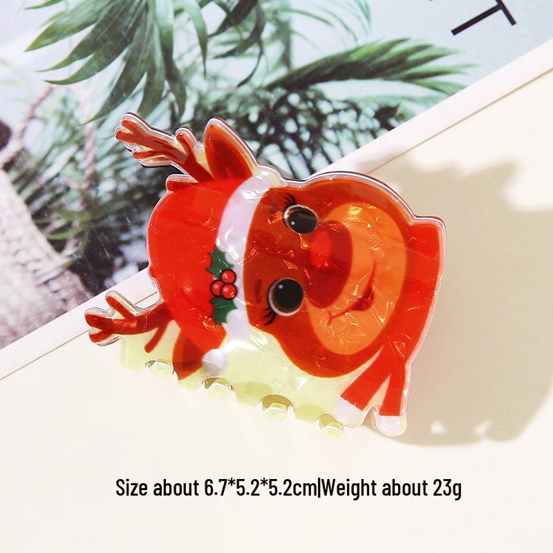 Блестящая Девушка Рождественская Вечеринка Заколки для Волос Олень и Рождественская Елка - Милые Праздничные Заколки-Клешни Акулы с Дизайном Колокольчика