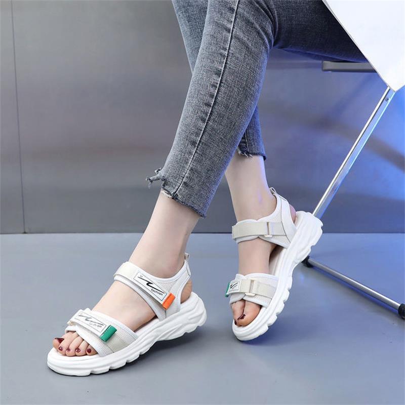 Campus Style Sports Sandals Women's Summer 2025 New Comfortable Flat Bottom Student Casual Soft Sole Velcro Beach Shoes
