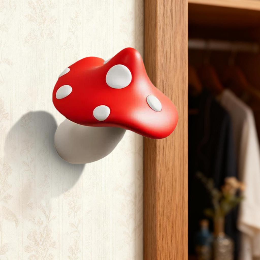 Wall Mounted Hooks No Drilling Cute Storage Mushroom Towel Hooks Wall Hanger for Kitchen Bathroom Living Room Shower Entryway