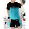 Boys' Set Fashion 3D Printed Casual Pullover T-Shirt and Shorts, Youngsters' Outdoor Tee & Shorts Outfit, for Outdoor