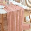 Long Vintage Table Runners Seersucker 300cm Cheesecloth Table Setting Boho Rustic Country Gauze Tablecloth Home