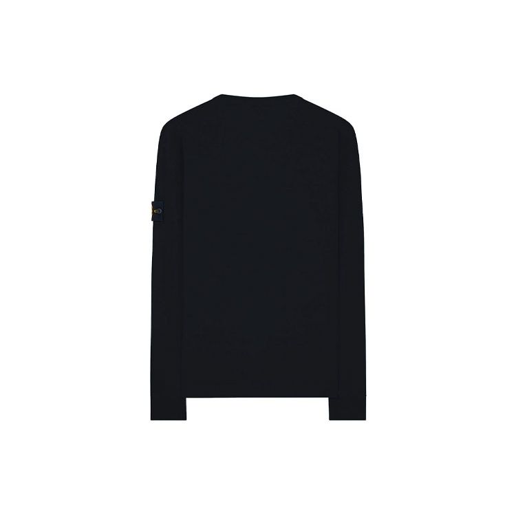 STONE ISLAND Crew Neck Pullover Long Sleeve Sweatshirt Men Sweatshirt Navy-Blue 731564450-V0020