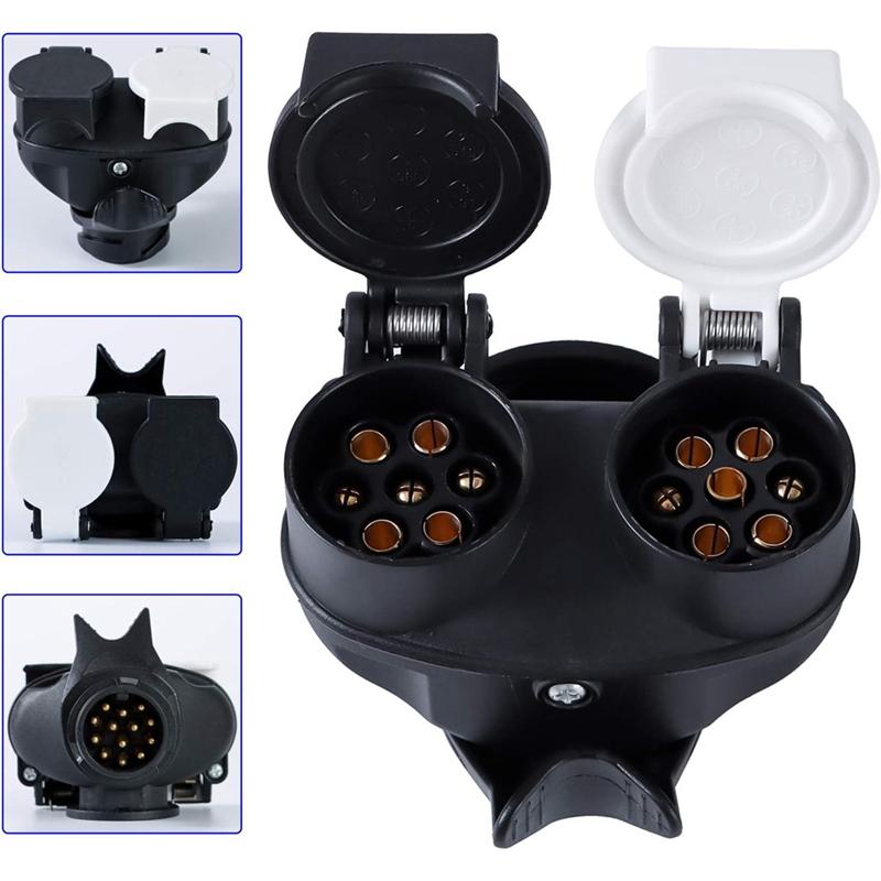 Trailer Plug Socket Trailer Socket Adapter Waterproof Socket Adapter Wiring Connector 13 Pin Plug To 12N / 12S 7 Pin