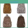 Leopard Pattern Corduroy Backpack With Inner Pouch For Daily Commuting And Leisure