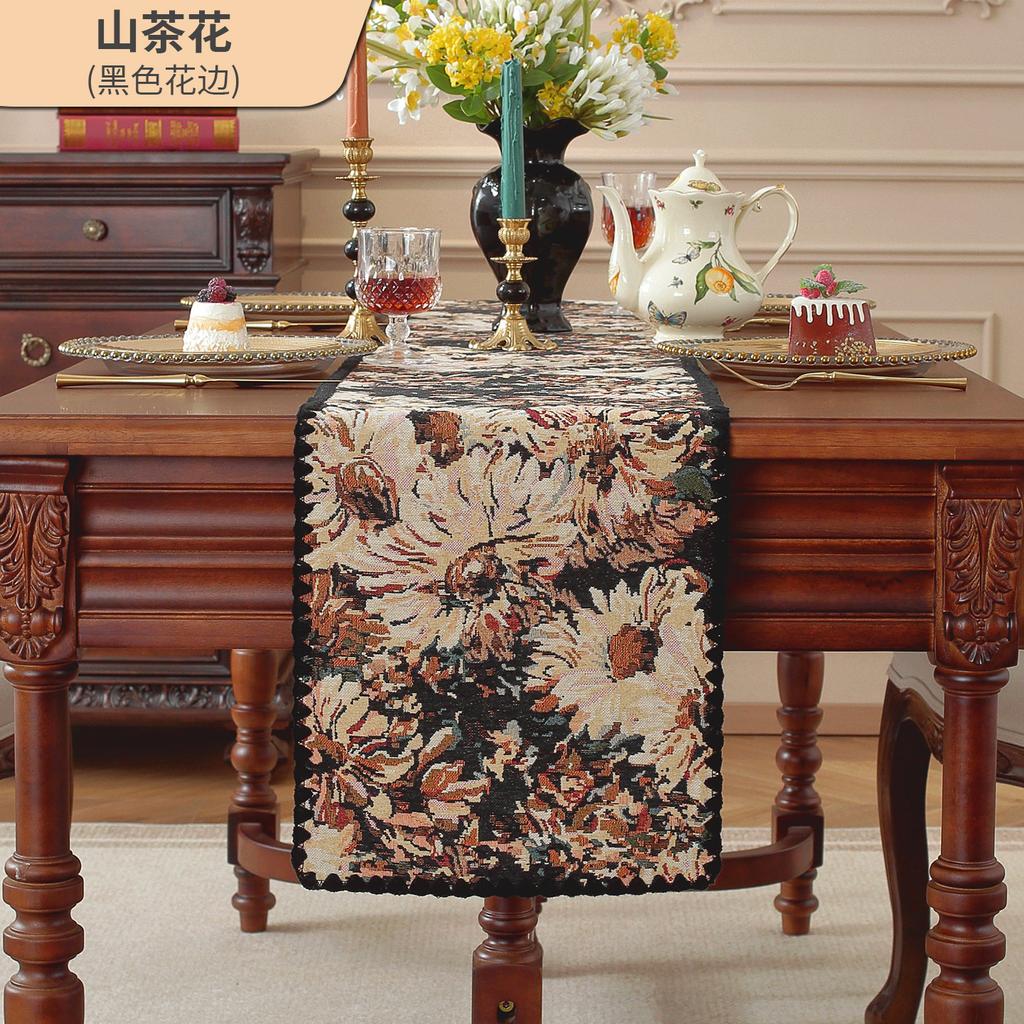 Table Runner Cotton Linen Rectangle Tabletop Decoration Embroider Tablecloth for Wedding Kitchen Holiday Party Home Decor