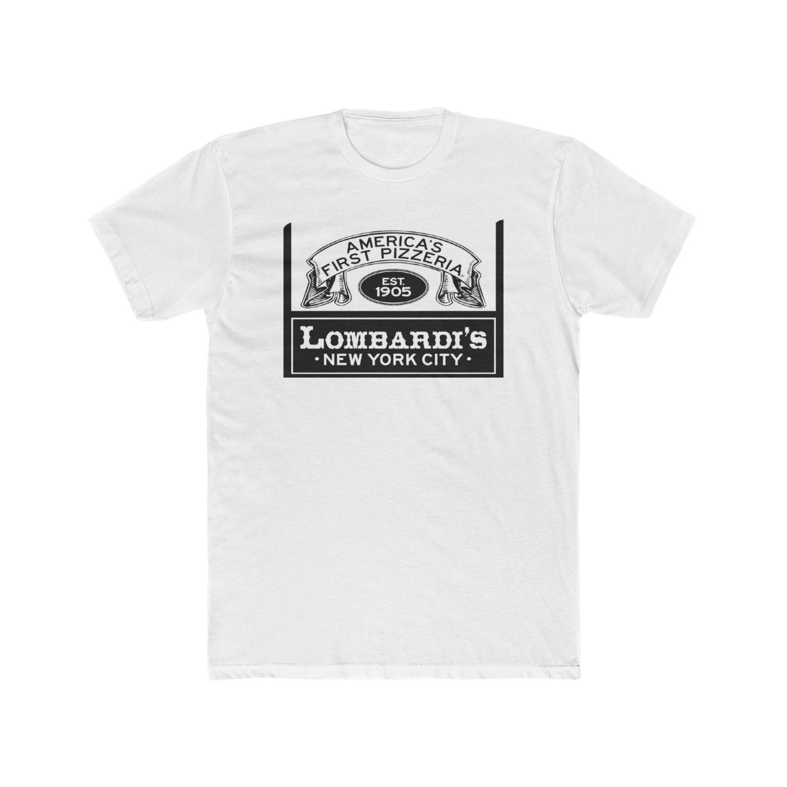 Pizza Lover Men s Tee, Lombardi s NYC Shirt Cotton Crew T-Shirt, Pizza Party M