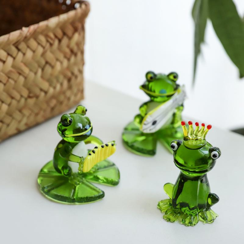 Miniatur Glasfrosch Figuren Mini Tiere Haushalt Dekor Statue Schreibtisch Fee Garten Ornament Haus Zubehör Neu