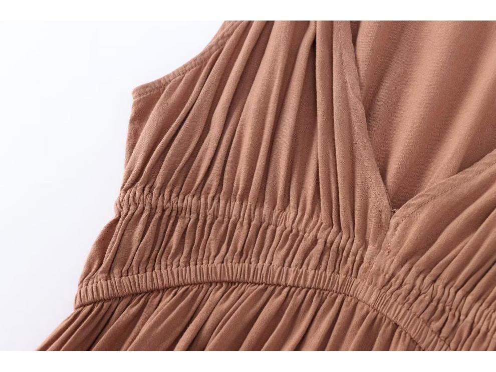 European & American Women's V-Neck Long Street Fashion Dress with Ball Ornament