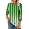 Women's Fashion Casual Seven Sleeve T-Shirt Print Round Neck Top