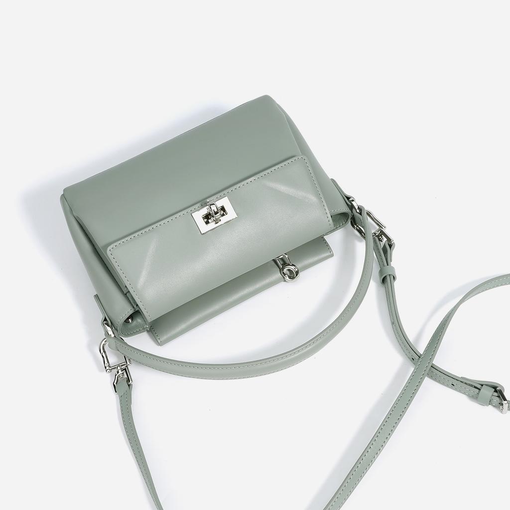 Premium small square bag, leather underarm bag, simple commuter small bag, flip cover metal buckle bag