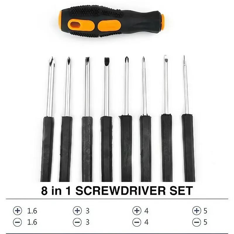 8-in-1 Mini Screwdriver Set Multi-Functional Interchangeable Phillips Flathead Bits Portable Aluminum Alloy Tool