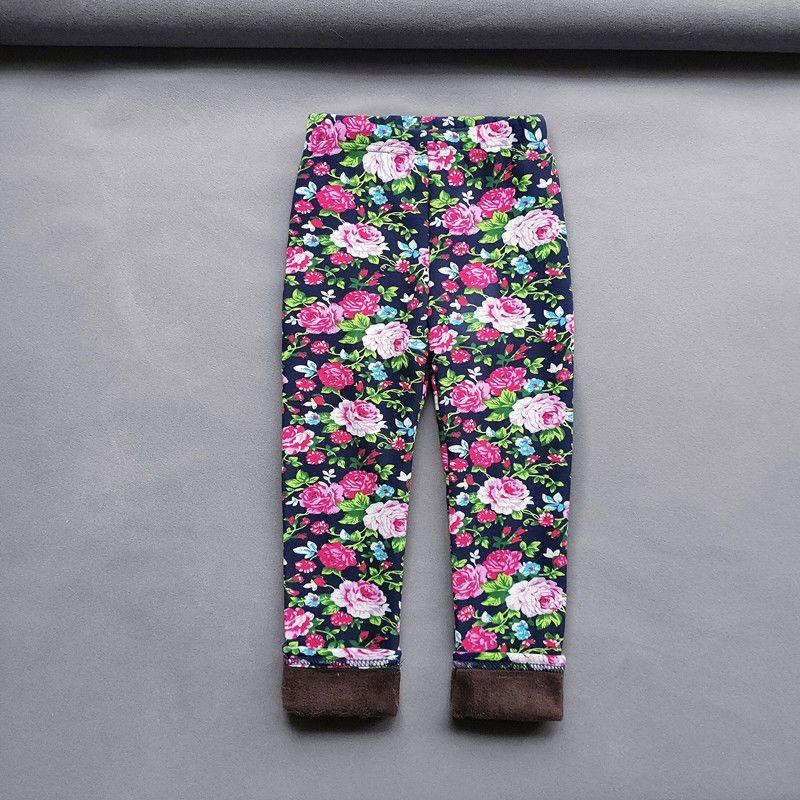 Autumn Winter Print Flowers Thick Warm Kids Toddler Baby Girls Leggings Children's Pants