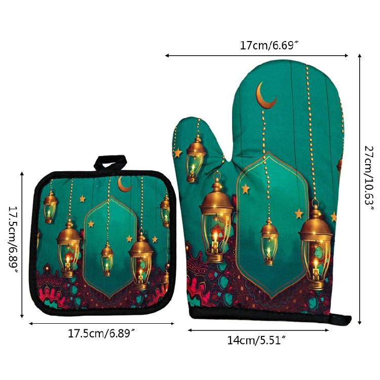 Baking Anti-Hot Oven Gloves Pad Kitchen Mat Heat Resistant Pot Holder Ramadan Mubarak Decorations Easy to Use