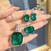 Exquisites königsblaues Anhänger-Fett-Quadrat-Edelstein-Ohrring-Paraiba-Ring-Grüner-Diamant-Schmuckset für Damen