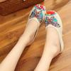 Women's Ethnic Butterfly Embroidery Closed-Toe Cloth Slippers with Tendon Sole