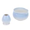 Matcha Bowl and Whisk Holder Ceramic Matcha Mixing Bowl with Spout for Traditional Japanese Tea Ceremony Gradient Blue