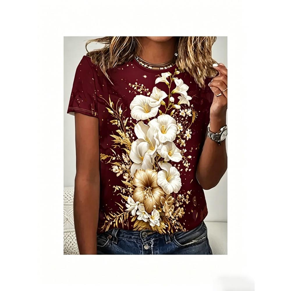 

Red poppy pattern women s T-shirt, comfortable and close fitting XL