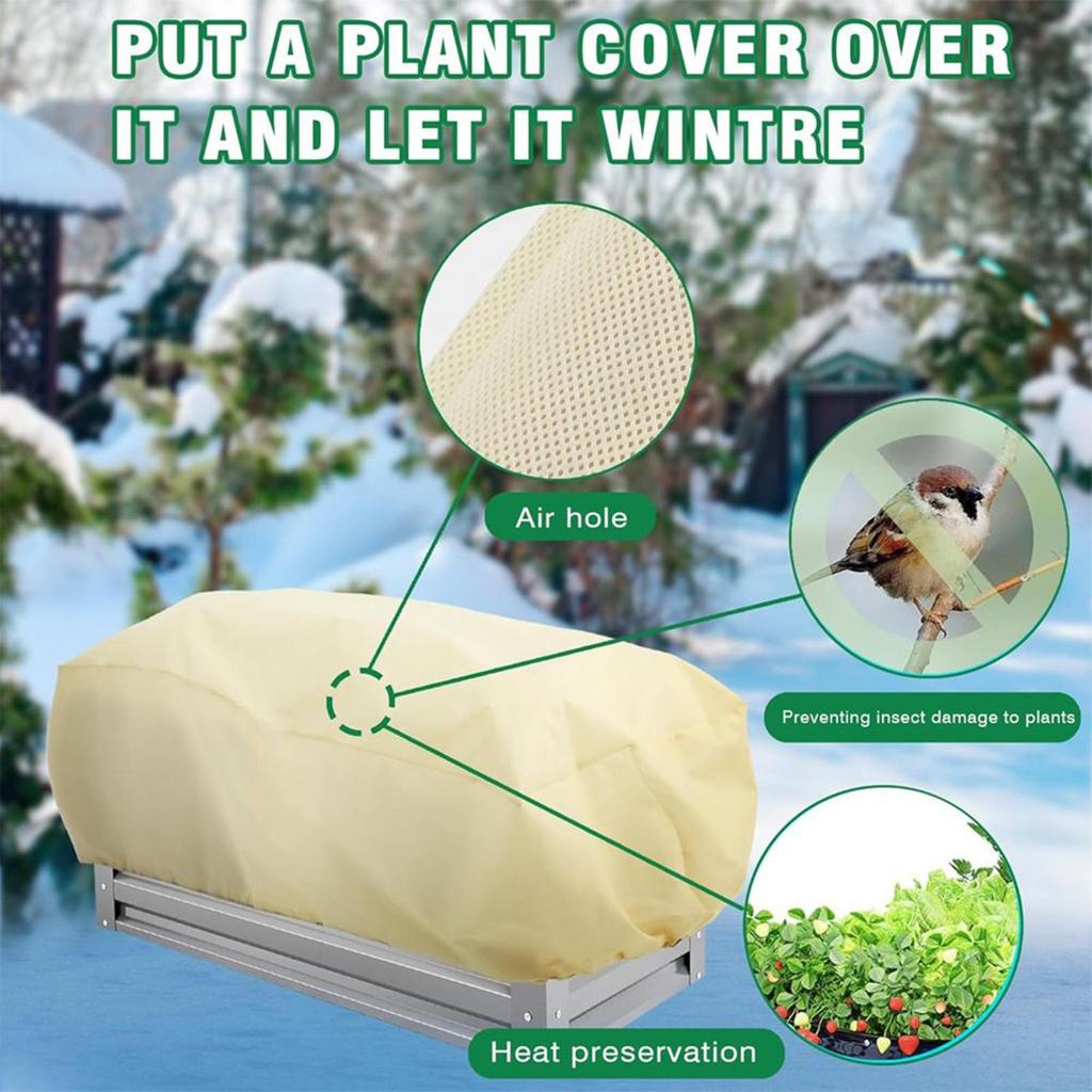 Raised Bed Cover 2 Pieces Rectangular Plant Protection With Drawstring Outdoor Plant Freeze Protection For Outdoor Garden Winter