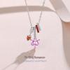 Sterling Silver Love Heart Necklace with Cupid's Arrow and Pink Diamond Pendant