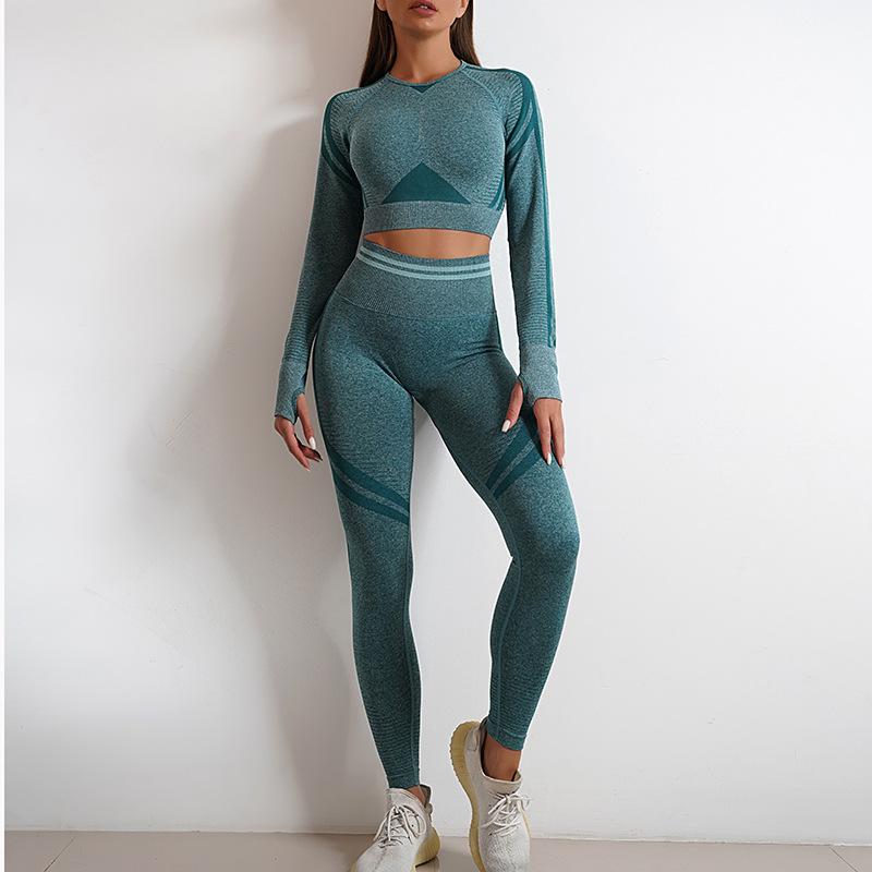 JYL Seamless Knit Yoga Set Hip Lifting Backless Fitness Outfit