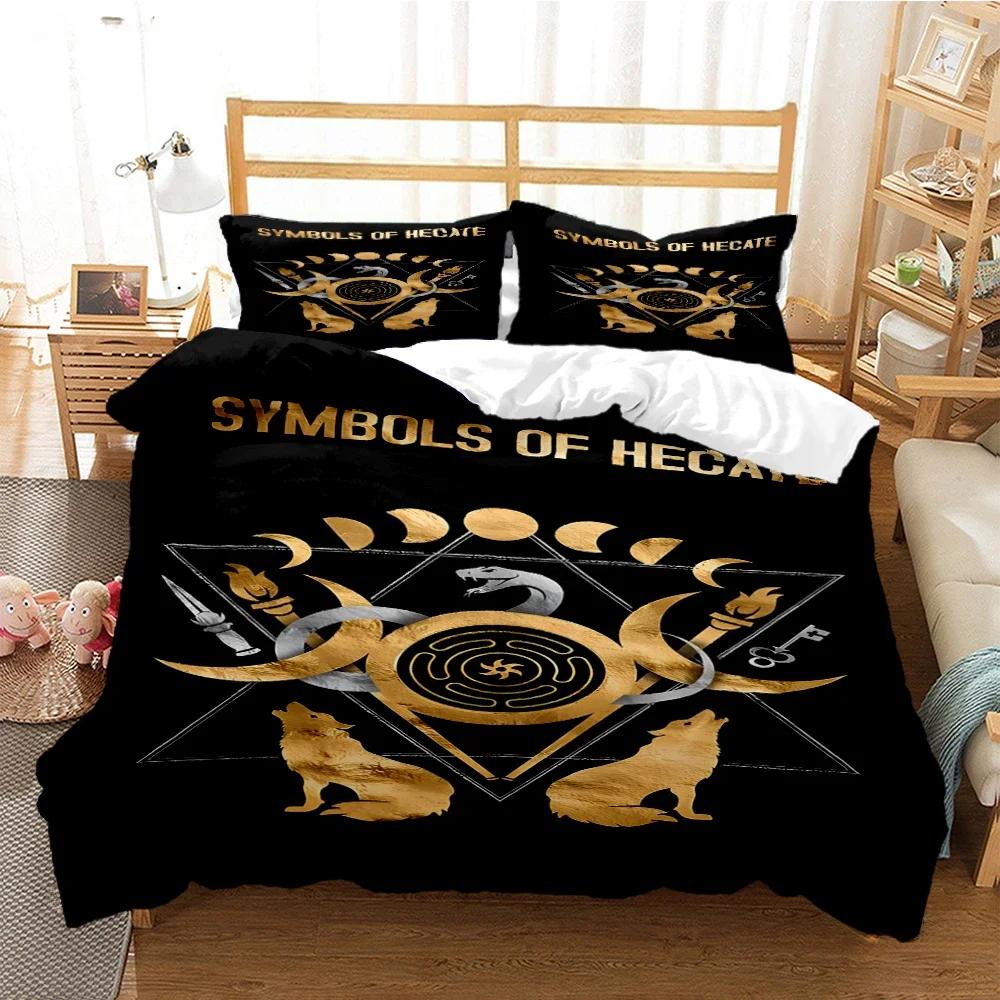 Triple Moon And Pentagram Duvet Cover Comforter Bedding Sets Soft Quilt Cover And Pillowcases For Teens Single/Double/Queen/King