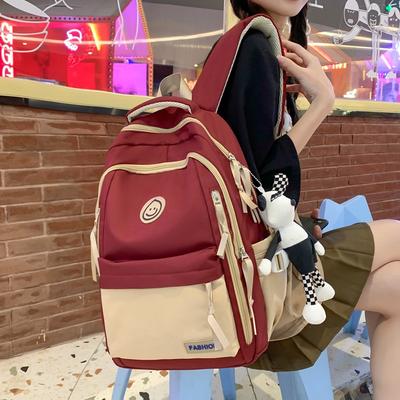 Neuer kontrastfarbiger College-Studentenrucksack mit großem Fassungsvermögen, Streetstyle, Retro-Freizeit, Reiserucksack für die Oberstufe, Tasche für die Unterstufe
