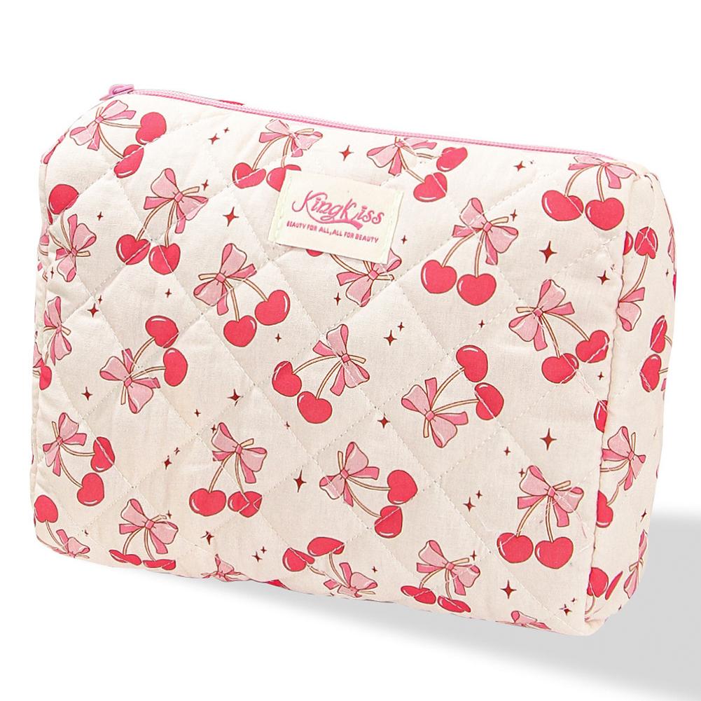 3pcs Cotton Quilted Travel Makeup Bags Large Capacity Toiletry Organizer Bags Makeup Pouch for Women and Girls