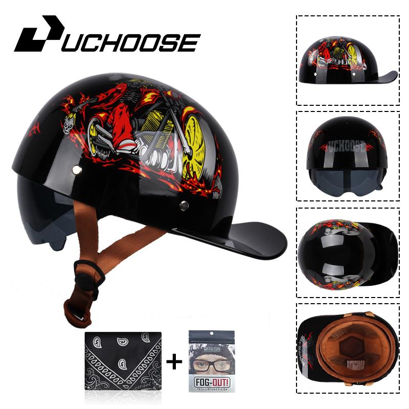 Uchoose Baseballová čepice Helma Motocykl Vintage Retro Helmy Summer Open Face Scooter Cruiser Chopper Gangster DS Muži Ženy Kid