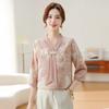 Summer Chiffon Shirt Fashionable and Thin Middle-aged and Elderly Women's Bottoming Shirt Elegant Shirt Top