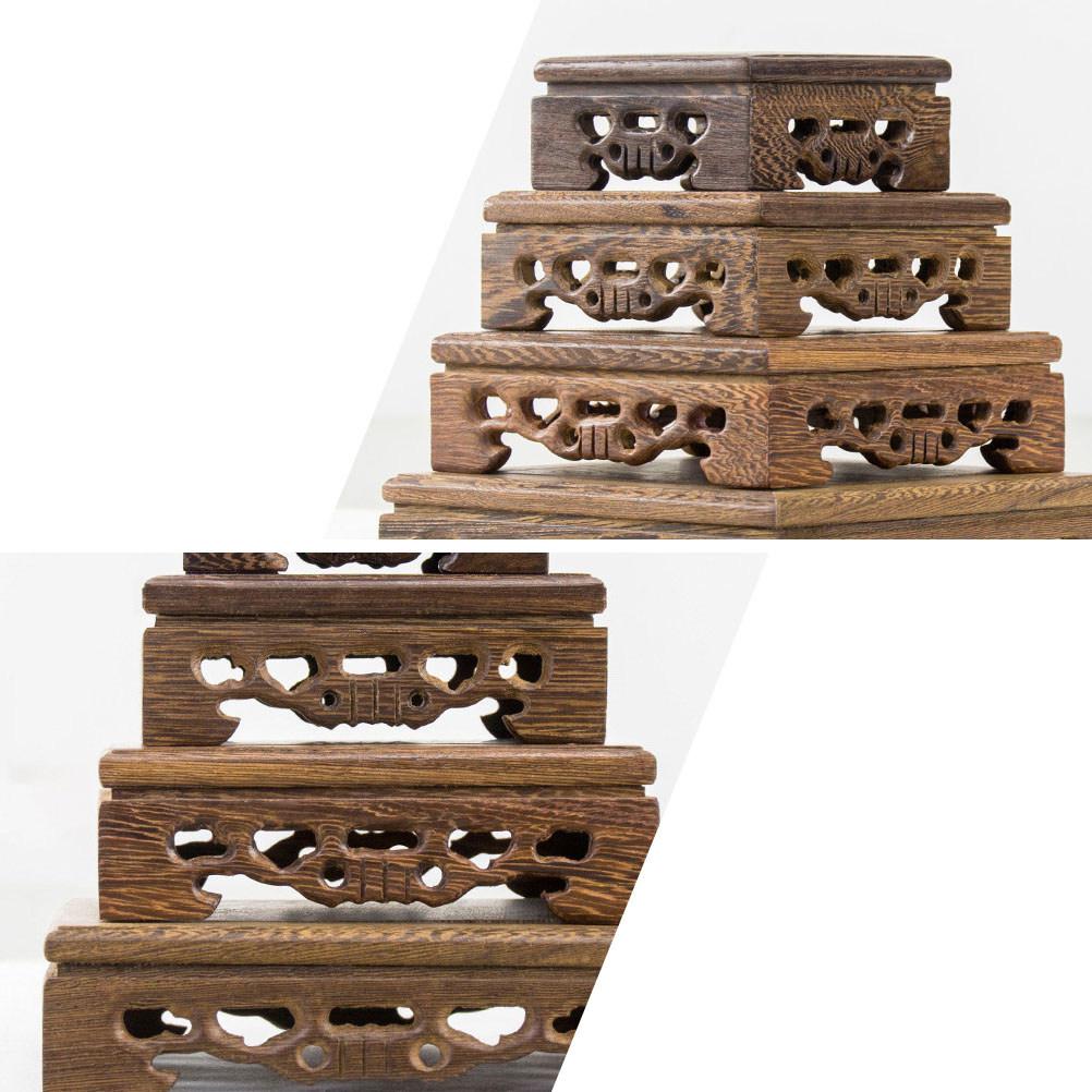 1Pcs Redwood Buddhist Statue Holder Multi-Purpose Wooden Flowerpot Stand for Home Decor Mini Fish Tank Crafts Display Base