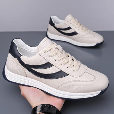 Herrenschuhe atmungsaktive Rindsleder Sport- und Freizeitschuhe kleine weiße Schuhe weiche Sohle weiche Oberfläche Trend Board Schuhe
