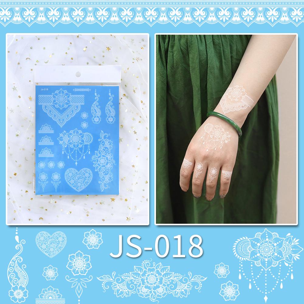 1 лист, водостойкая белая хна, временные татуировки, наклейки, кружевные цветы, мандала, татуировки для свадебной вечеринки, праздничные временные татуировки