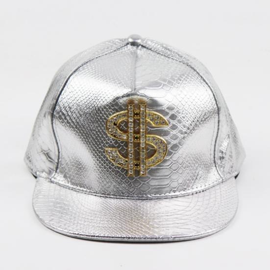 Baseball Cap Hip Hop Crocodile Skin Texture Rhinestone Decor Adjustable Buckle Cash Sign Sun Protection Anti-UV Glossy Punk Street Dance Hippie