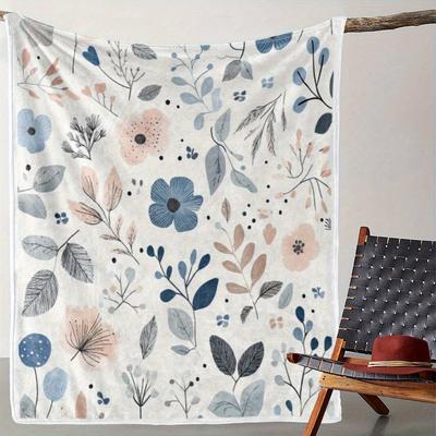 1pc A Comfortable Vintage Floral Print Blanket In Machine-washable Polyester, Perfect for Bedrooms and Living Rooms