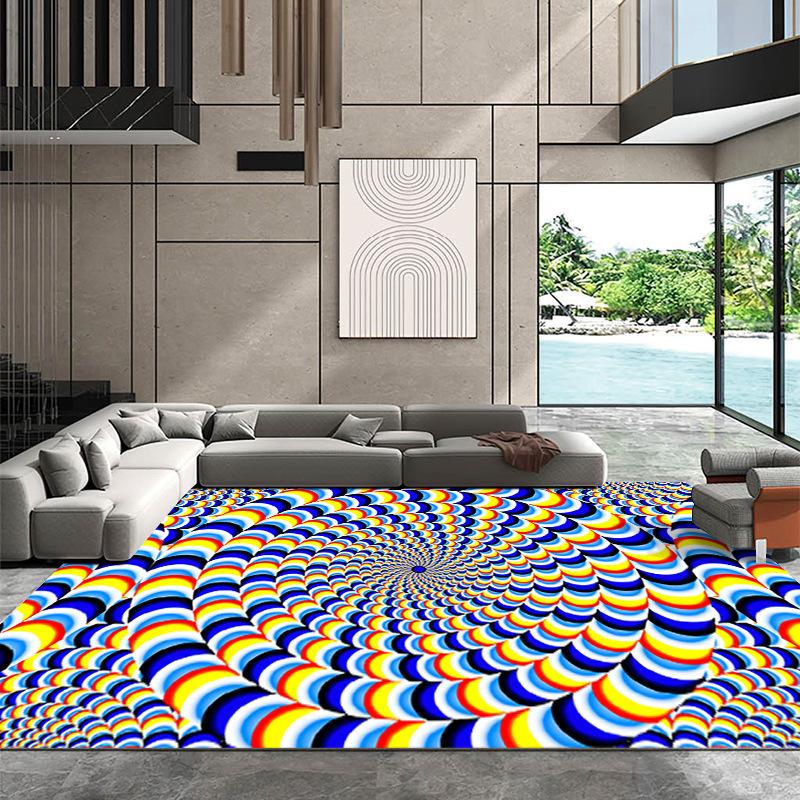 3D Vision Whirlpool Carpet Living Room Sofa Coffee Table Mat Bedroom Full of Foot Mat Home Decor Crystal Velvet Floor Mat