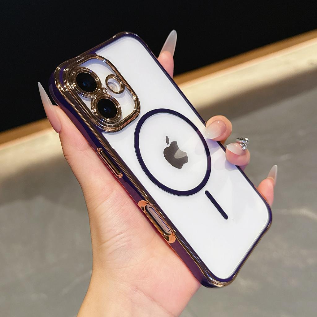 For iPhone 16 Magnetic Case TPU Acrylic Phone Cover with Detachable Lens Frame