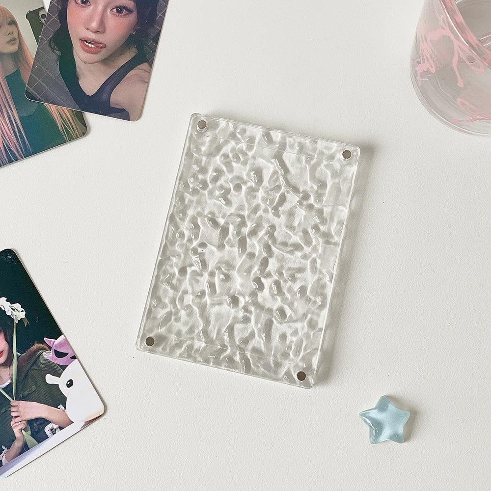 INS Clear Acrylic Photo Frame Magnetic Water Ripple Photo Display Stand 3 Inch Card Storage Photo Card Holder Desktop Display