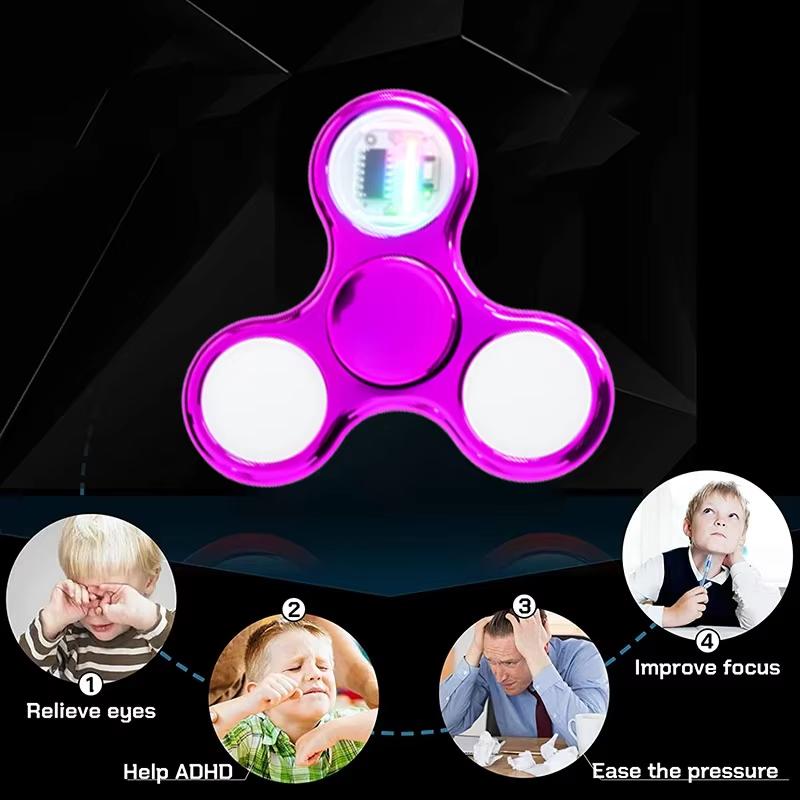 Led Fidget Spinner Rainbow Glowing Hand Spinner Edc Focus Stress Relief Toy Anxiety Relief Fingertip Gyro Toy For For Kids Adult