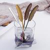 HANYANG Feather Spoon Golden 304 Stainless Steel Fruit Fork Literary Small Spoon Spoon Spoon Creative Tableware Colorful Feather Spoon