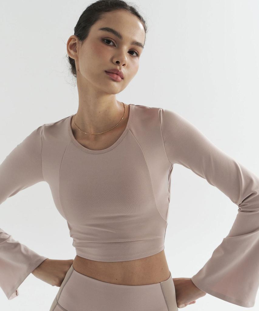 FOETTE Leaf Long Sleeve Crop Top - Pink
