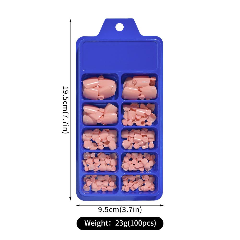 100-Piece Solid Color Toe Nail Tips Set - Advanced Boxed Women's Toenail Manicure Tips