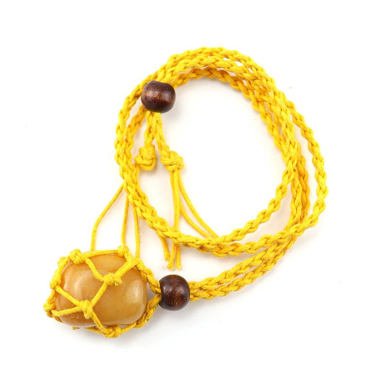 Natural Stone Mesh Pocket Woven Necklace Pendant Adjustable Retractable Mesh Pocket Hand Woven Necklace N557