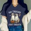 No Tricks Just Treats Graphic T Shirts Women Dog Lovers Gifts Halloween Ghost TShirt Vintage Pumpkin Halloween Ghost Tshirts