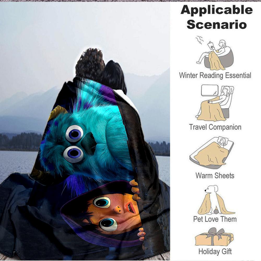 1Pc Monster Friend Flannel Fleece Blanket Soft Warm Throw Blanket for Sofa Bed Couch Home Decor Lightweight Travel Nap Blanket Xmas Gift K1587