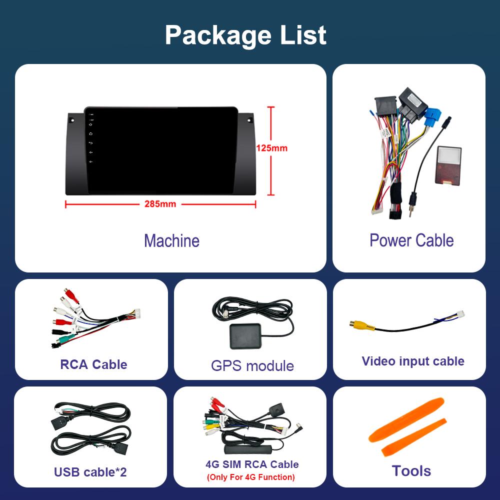 9 Inch Android OS Carplay Car Radio Multimedia Player for BMW E53 X5 2000 - 2007 GPS Navi WiFi IPS Touch Screen DSP Stereo 4G BT