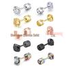 Mixed Round Zirconia Stud Earrings Set, Stainless Steel, Four-Prong Design.