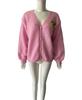 Women'S New Product New Product Sweater Loose Women'S V-Neck Jacquard Contrast Color Knitted Cardigan Women'S