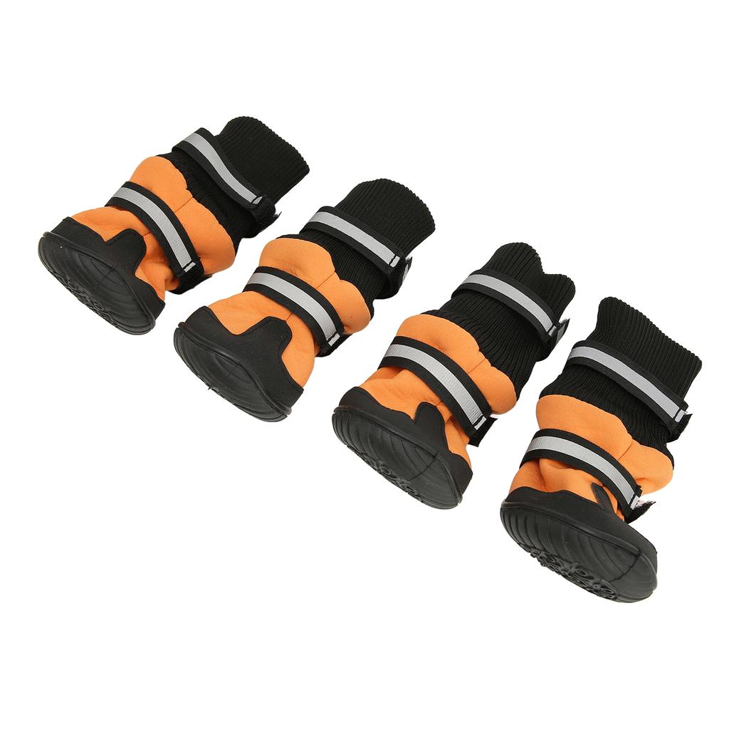 Hundestiefel Weich Rutschfest Reflektierend Wasserdicht Verstellbar Haustier Welpenschuhe zum Wandern Spazierengehen Laufen Orange XL