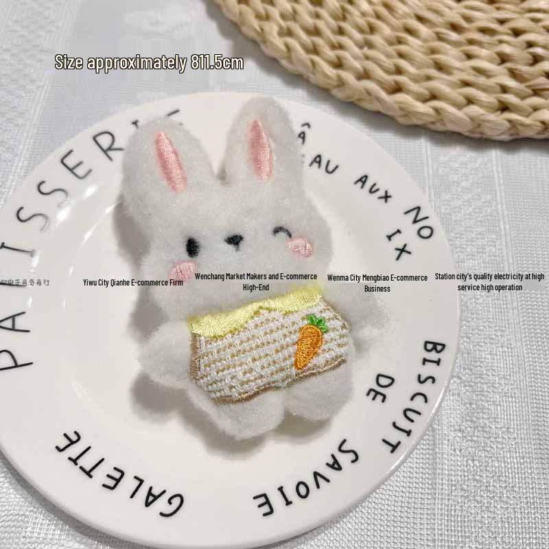 Cartoon Plush Rabbit Doll Brooch - Cute Soft Accessory with Heart Bag